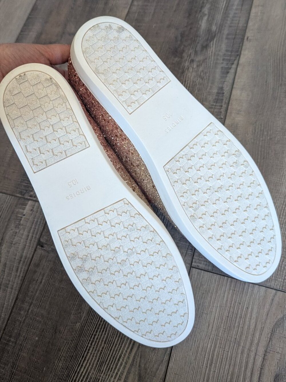 Birdies Women The Swift Slip On Sneaker Pixie Dust Ombre Glitter Cream Pink 10.5 - Picture 8 of 9